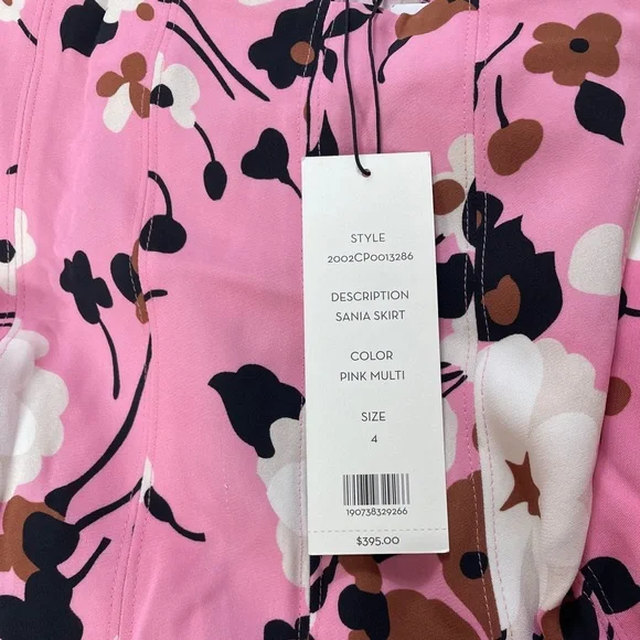 NWT $395 Veronica Beard Sania Floral Print Pleated Skirt